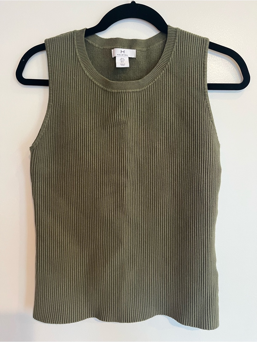 Halston Heritage Olive Ribbed Tank